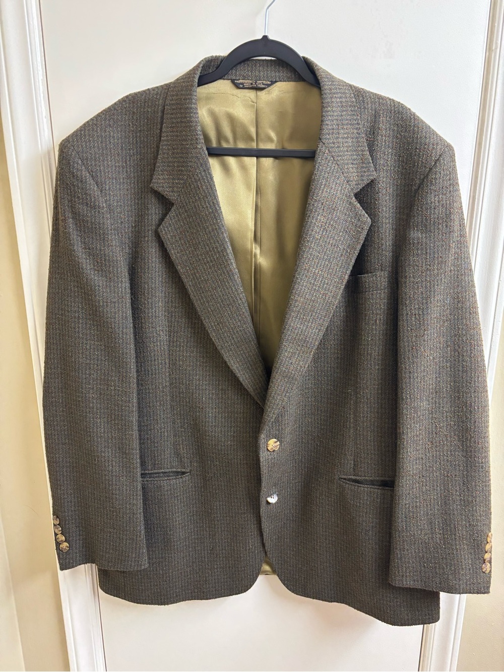 Vintage Barrymore Sport Coat Blazer Mens 46L Brown Textured USA Classic 2 Button
